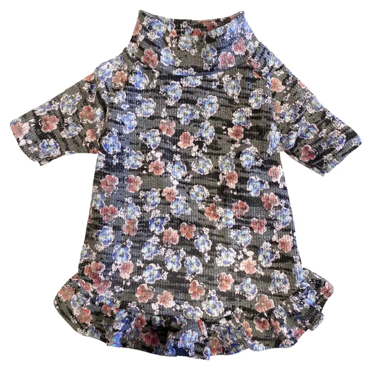 The Ethel Blue Floral Waffle Knit Dog Dress