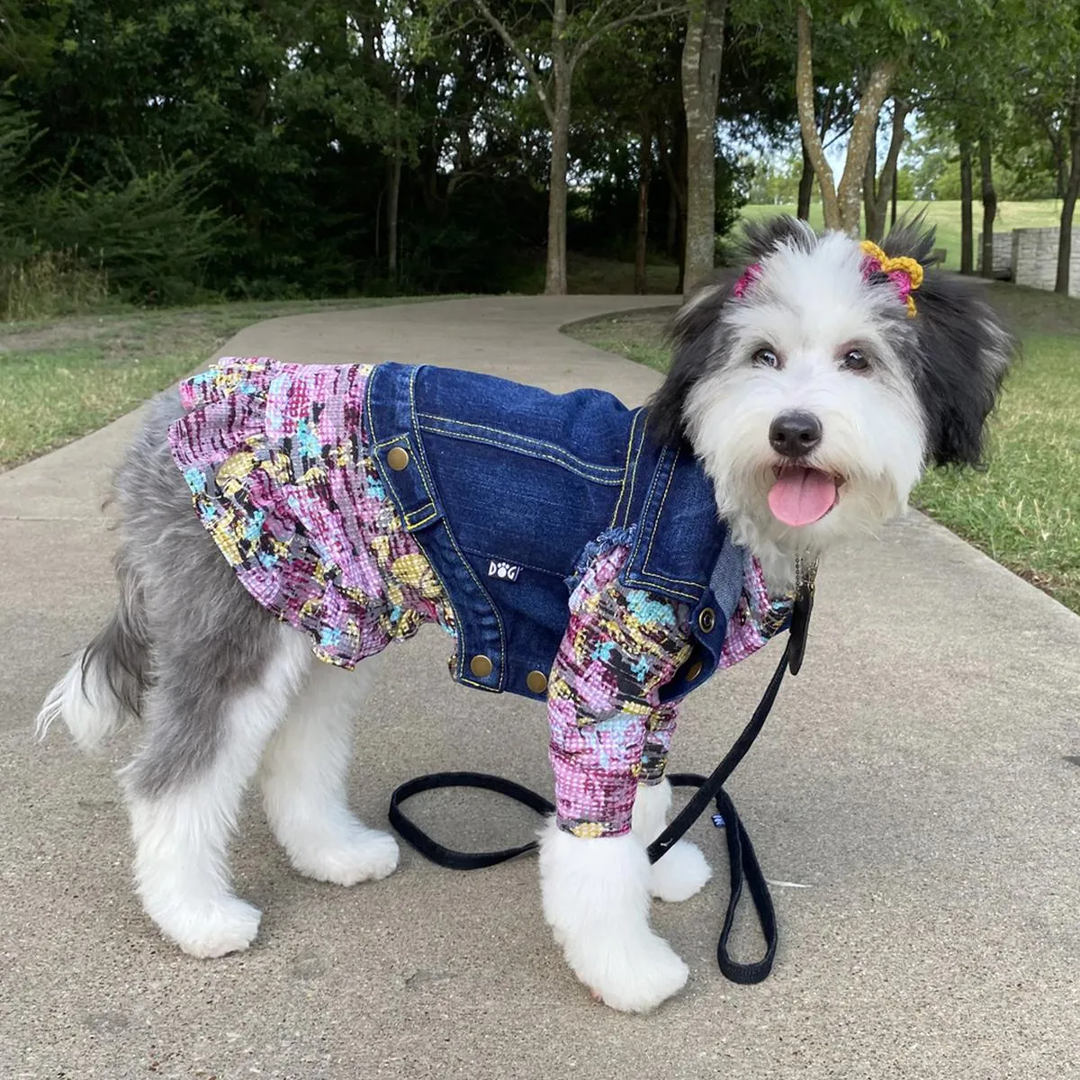 The Lucy Pink Floral Waffle Knit Dog Dress