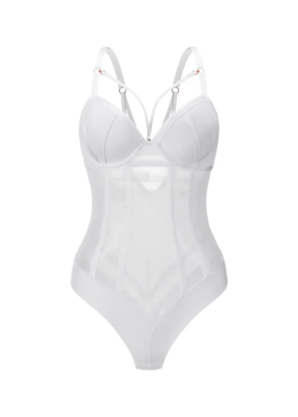 TINA Plus Sexy Push-Up Mesh White Bodysuit