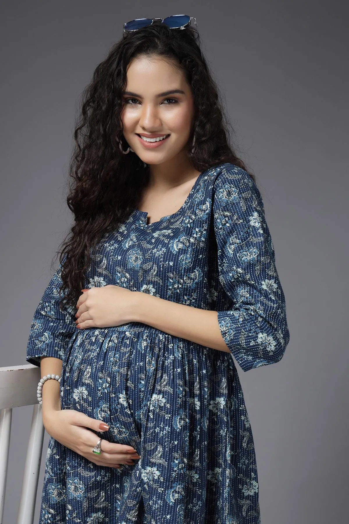 Twilight Floral Maternity Feeding Peplum Top