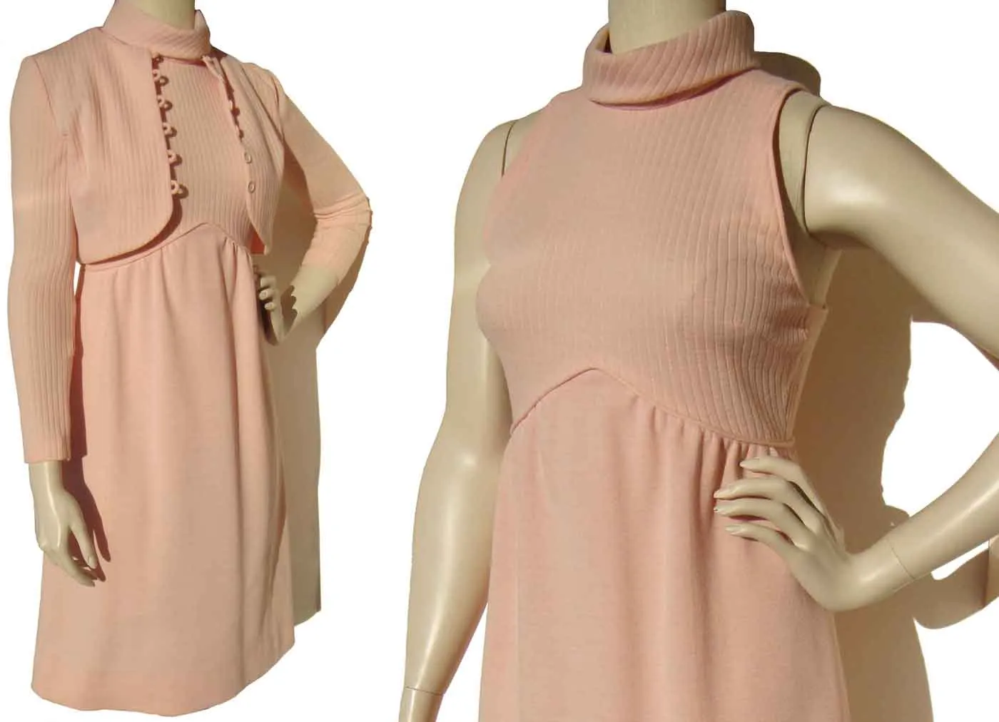 Vintage 80s Pink Dress & Bolero Jacket Set by Alamor S