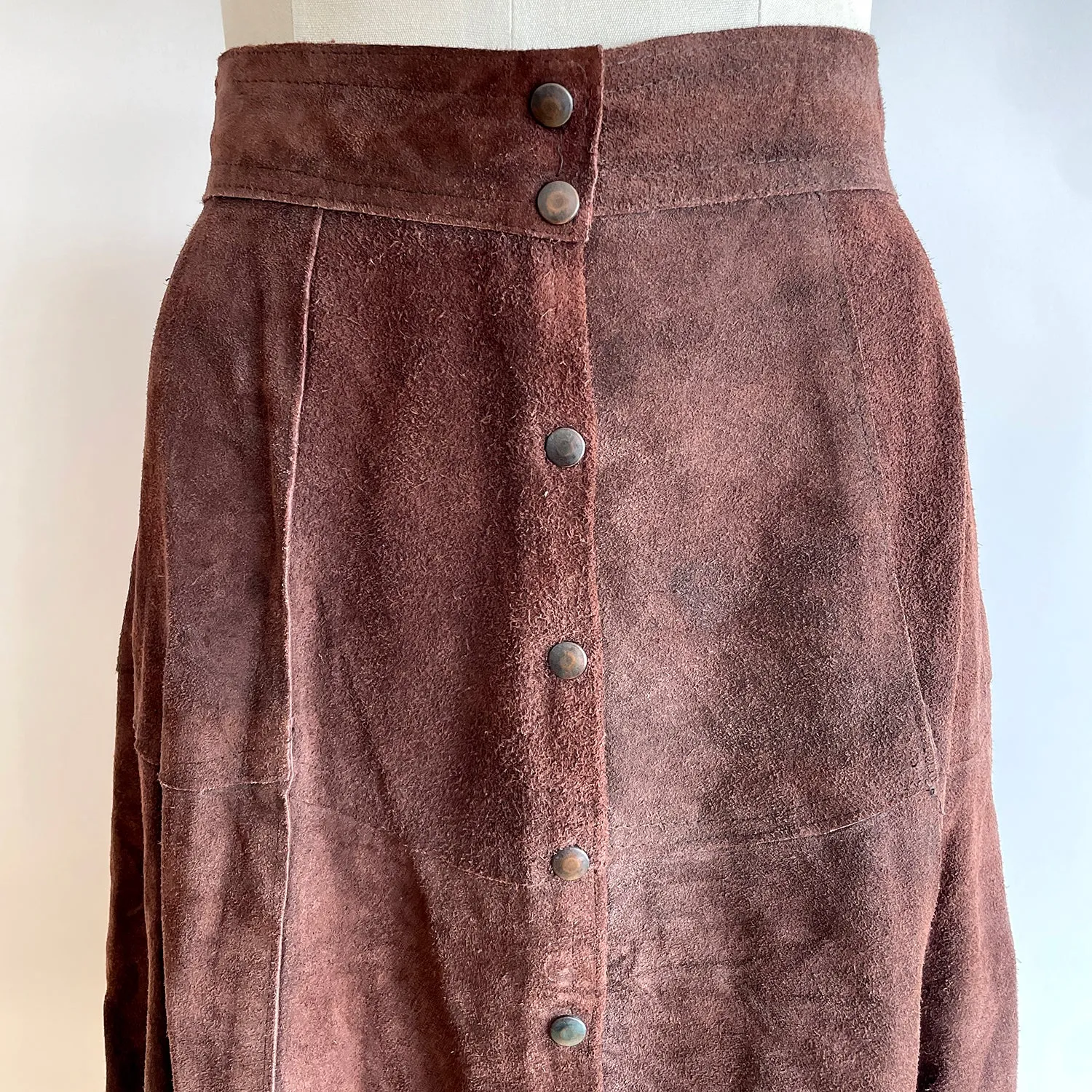 Vintage Dark Brown Suede Skirt