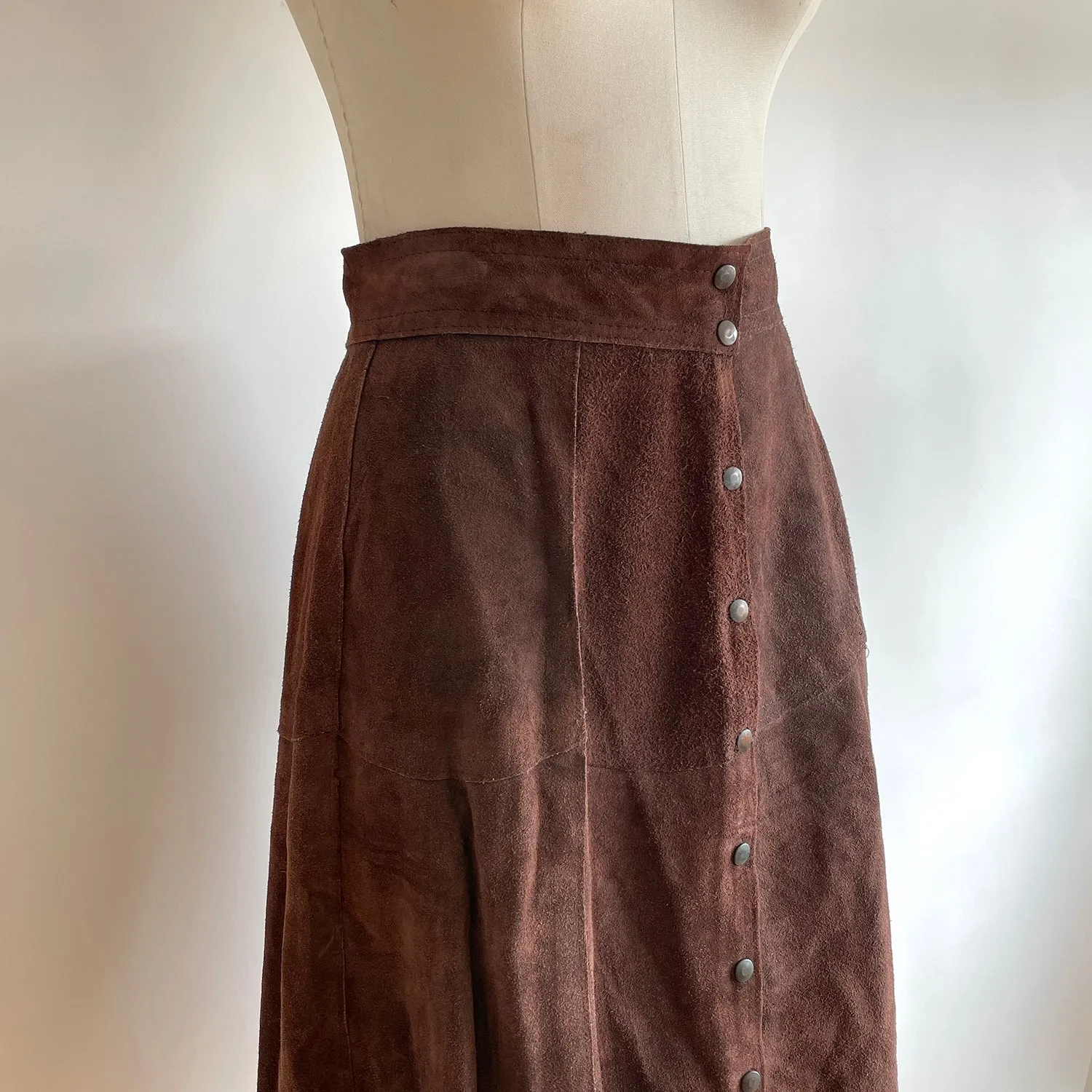 Vintage Dark Brown Suede Skirt