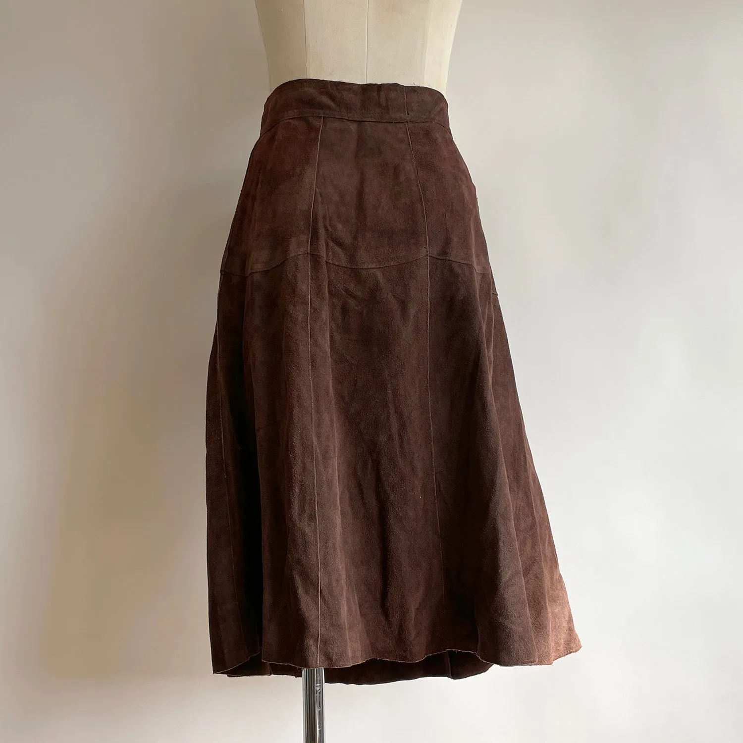 Vintage Dark Brown Suede Skirt