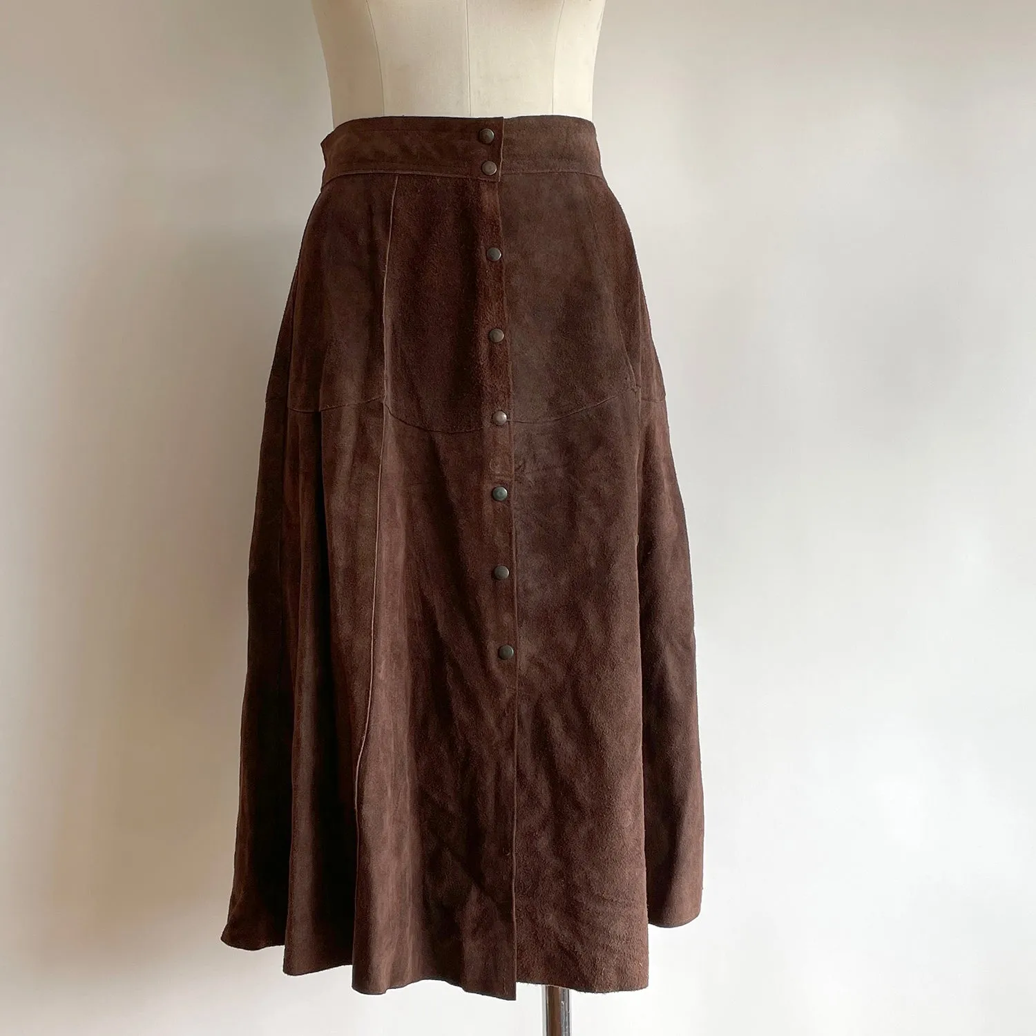 Vintage Dark Brown Suede Skirt