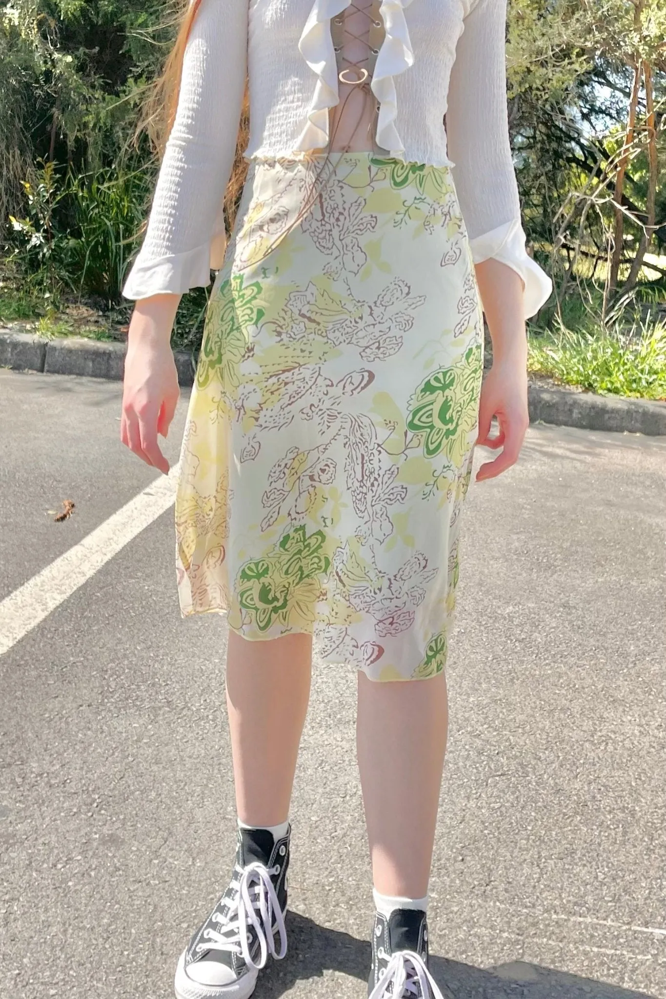 Vintage floral midi skirt