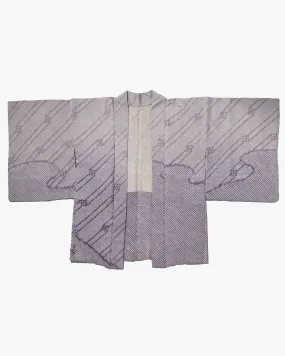 Vintage Haori Jacket, Full Shibori, Lavender Abstract Lines