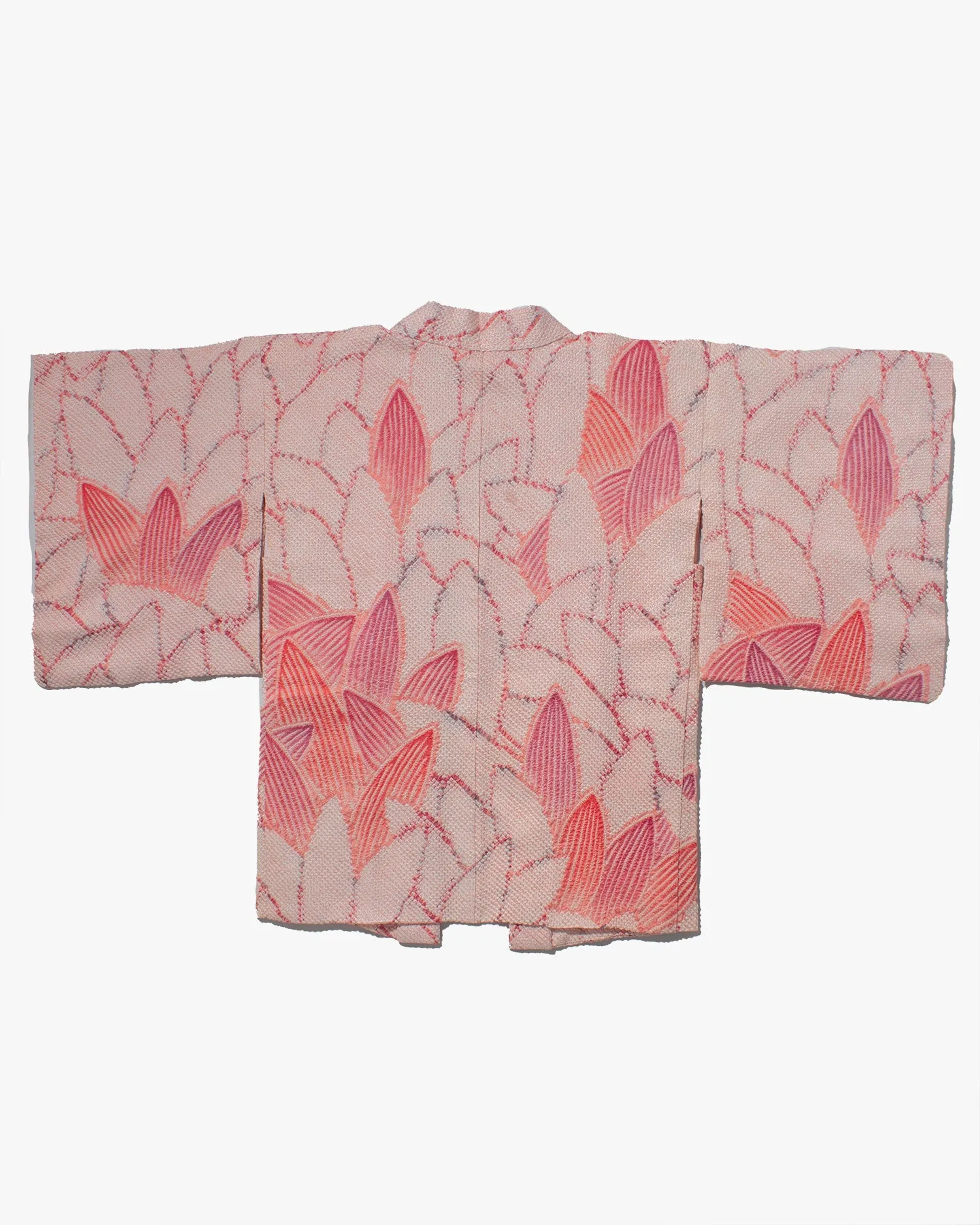 Vintage Haori Jacket, Full Shibori, Peach with Pink Petals