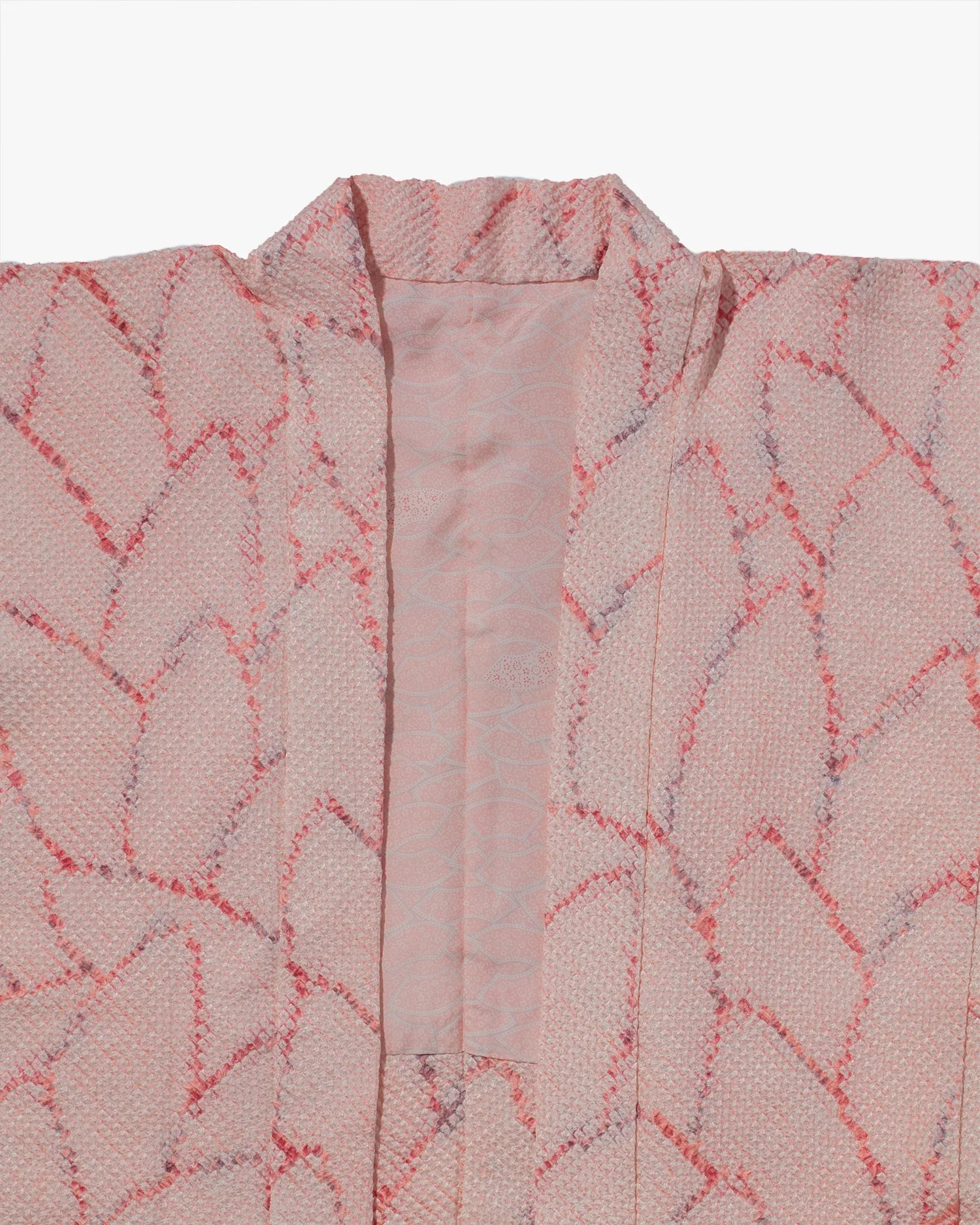 Vintage Haori Jacket, Full Shibori, Peach with Pink Petals