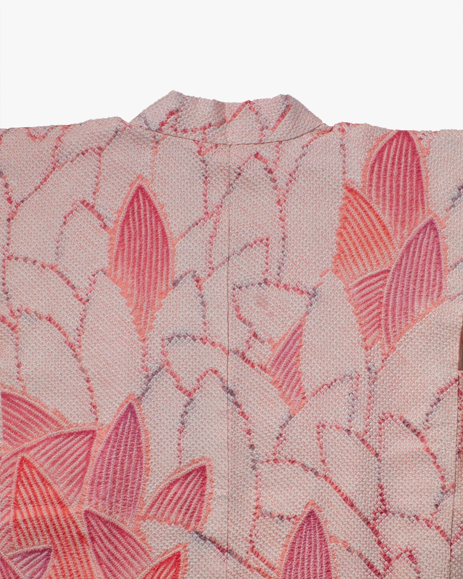 Vintage Haori Jacket, Full Shibori, Peach with Pink Petals