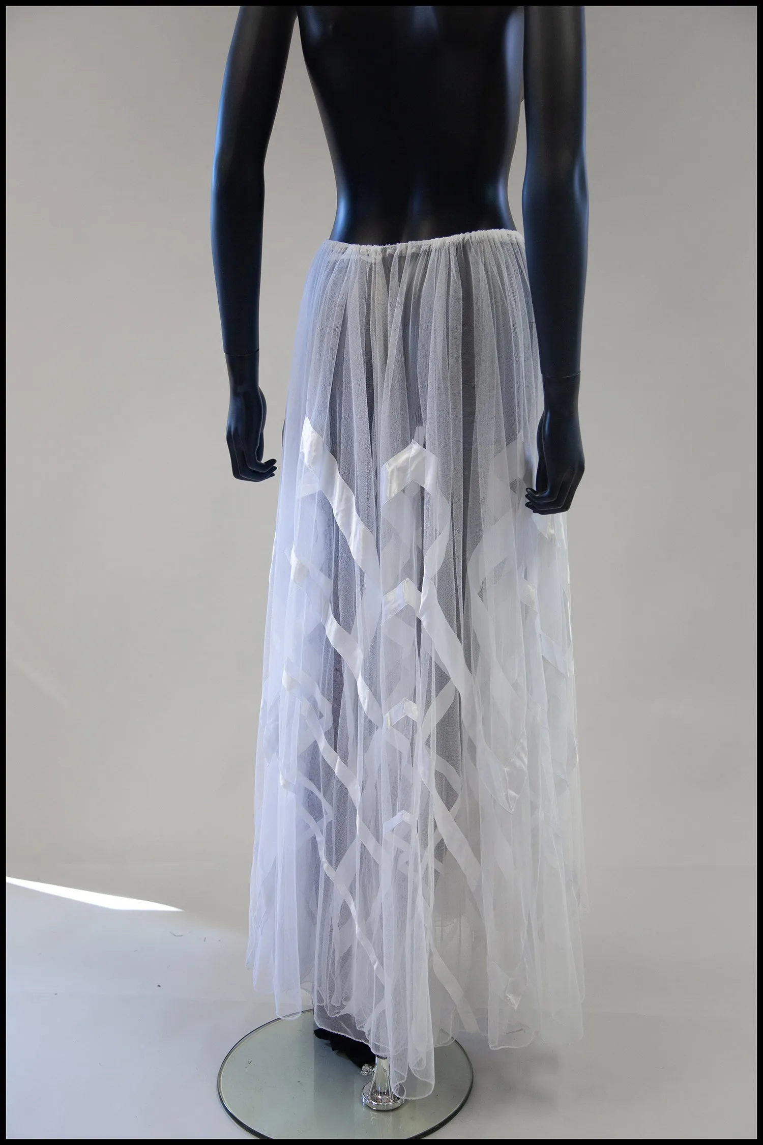 Vintage Ivory Tulle Chevron Maxi Skirt