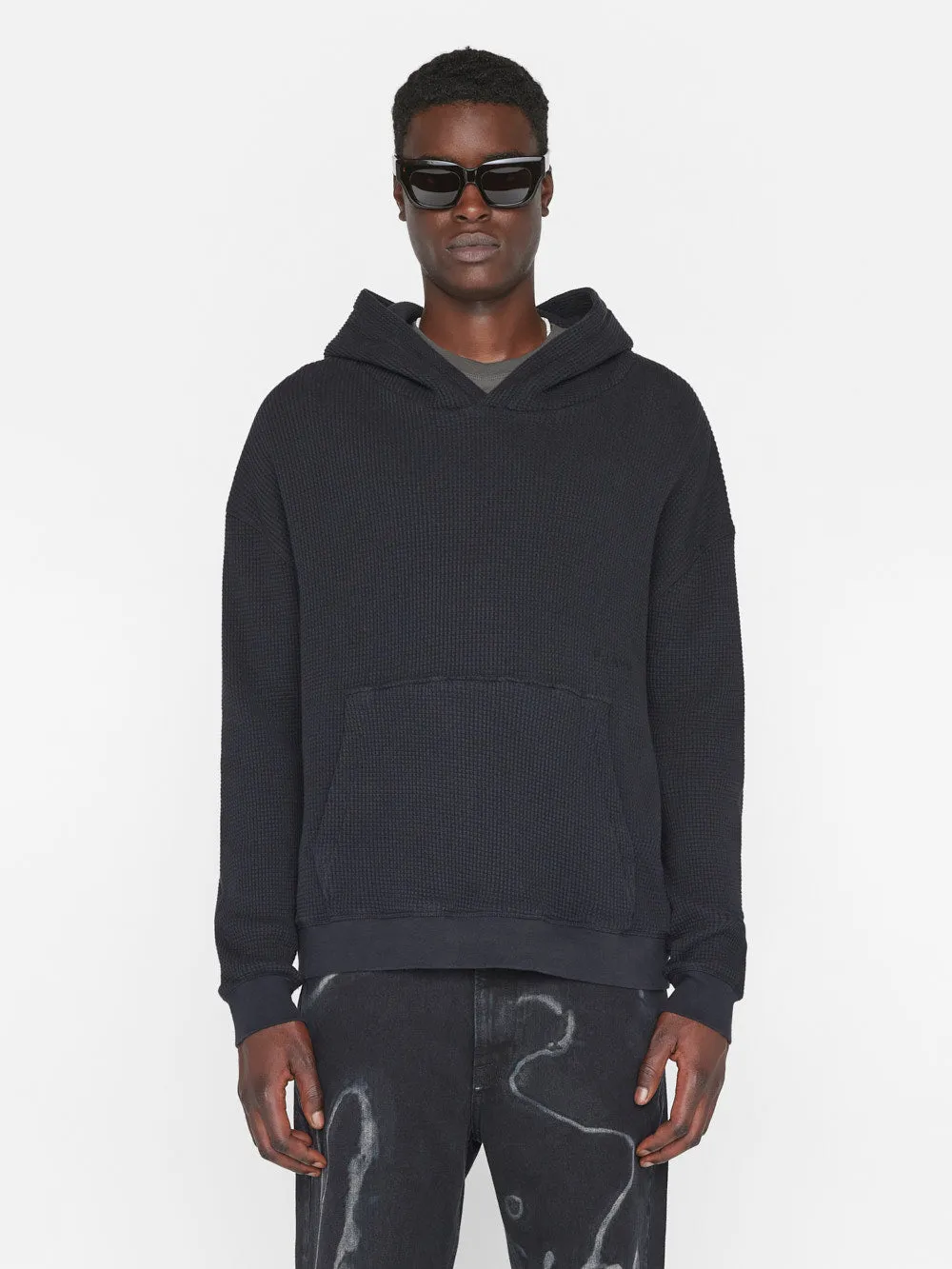 Waffle Textured  Hoodie -- Noir