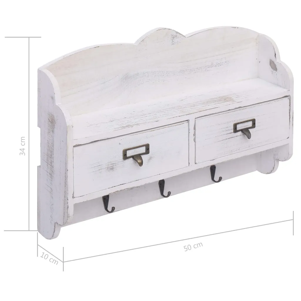 Wall Mounted Coat Rack White 50x10x34 cm Wood