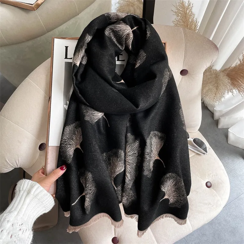 Warm Winter Scarf Cashmere Women Pashmina Design Print Shawls Wrap Female Thick Blanket Soft Bufanda Stoles Fashion