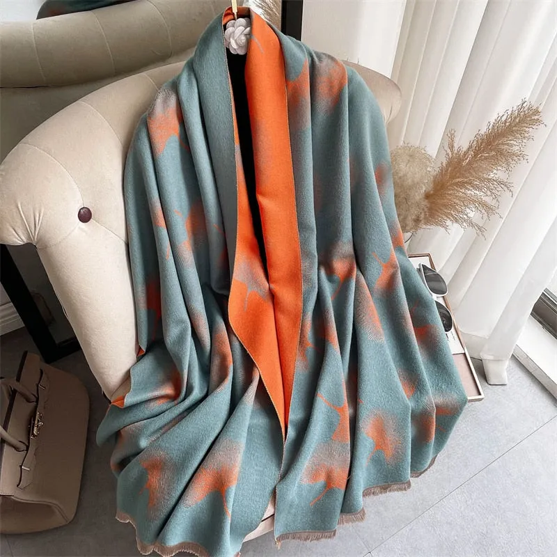 Warm Winter Scarf Cashmere Women Pashmina Design Print Shawls Wrap Female Thick Blanket Soft Bufanda Stoles Fashion