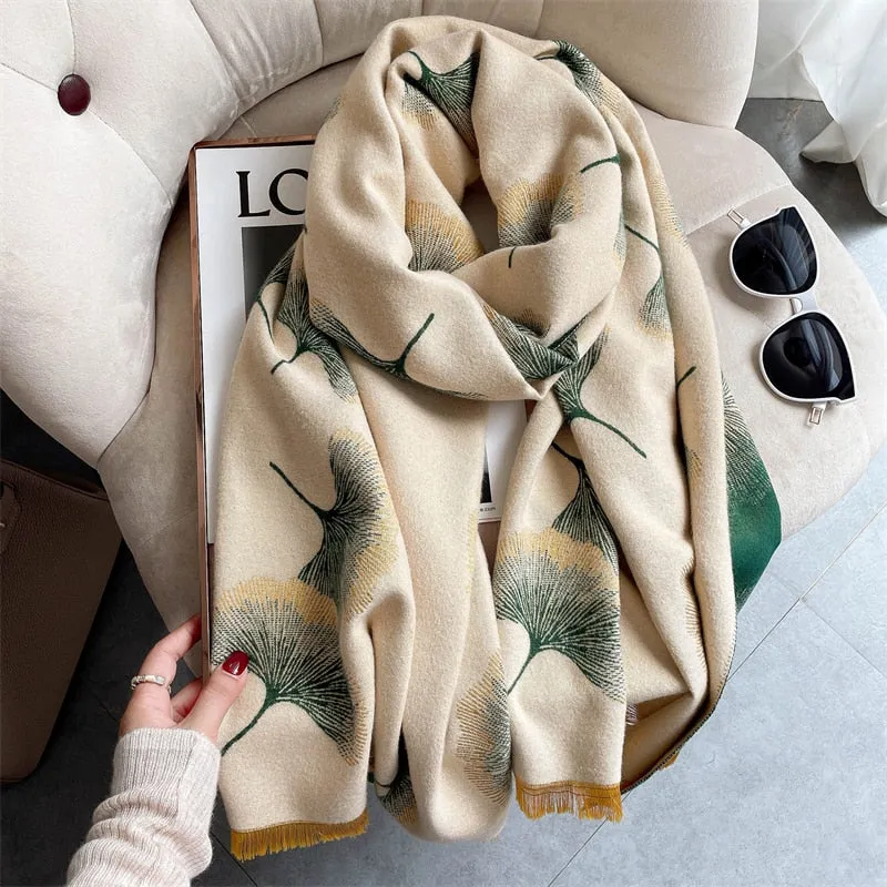 Warm Winter Scarf Cashmere Women Pashmina Design Print Shawls Wrap Female Thick Blanket Soft Bufanda Stoles Fashion