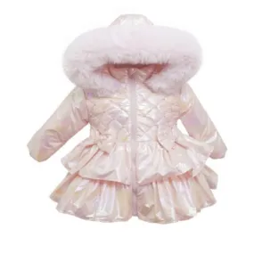 Wee Me Pink Iridescent Puffy coat MYD408P XMAS