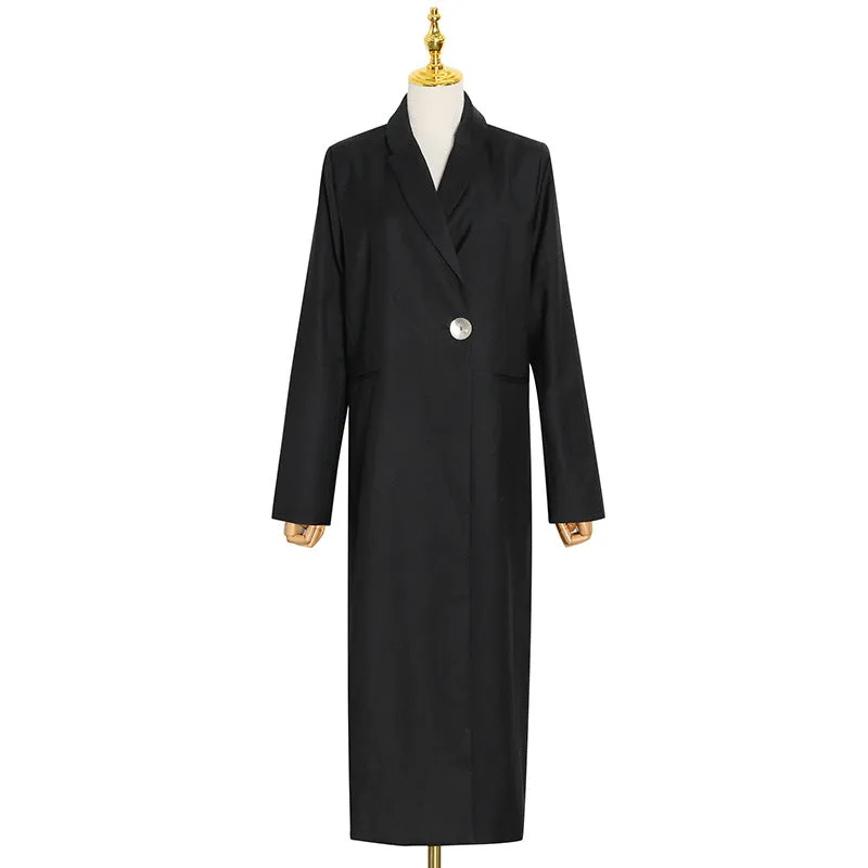 Wenkouban fashion outfits British Style Trench Coat 2024 Spring New Retro High-Grade Long Straight Slimming Black Coat for Women