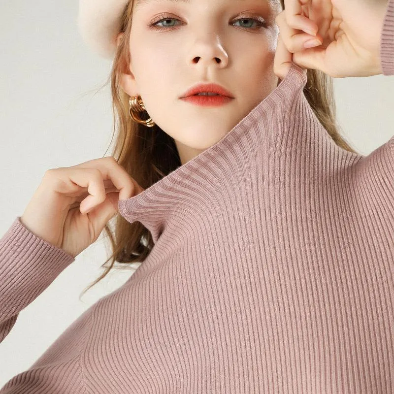 Wenkouban sweater outfits Autumn and Winter Half Turtleneck Striped Sweater Women's Solid Color Long Sleeve Bottoming Shirt Korean Style Slim Slimming Pullover Sweater