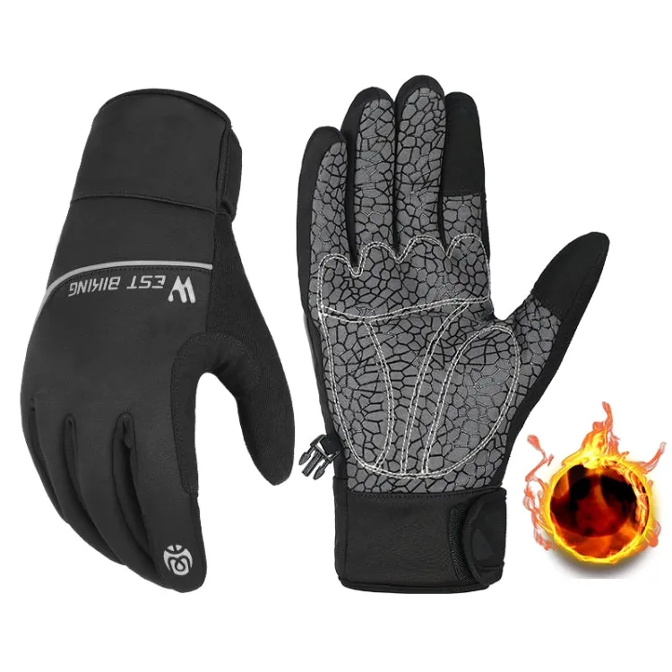 WEST BIKING YP0211220 Winter Warm Fleece Ski Gloves Silicone Non-Slip Riding Gloves, Size: XL(Black)