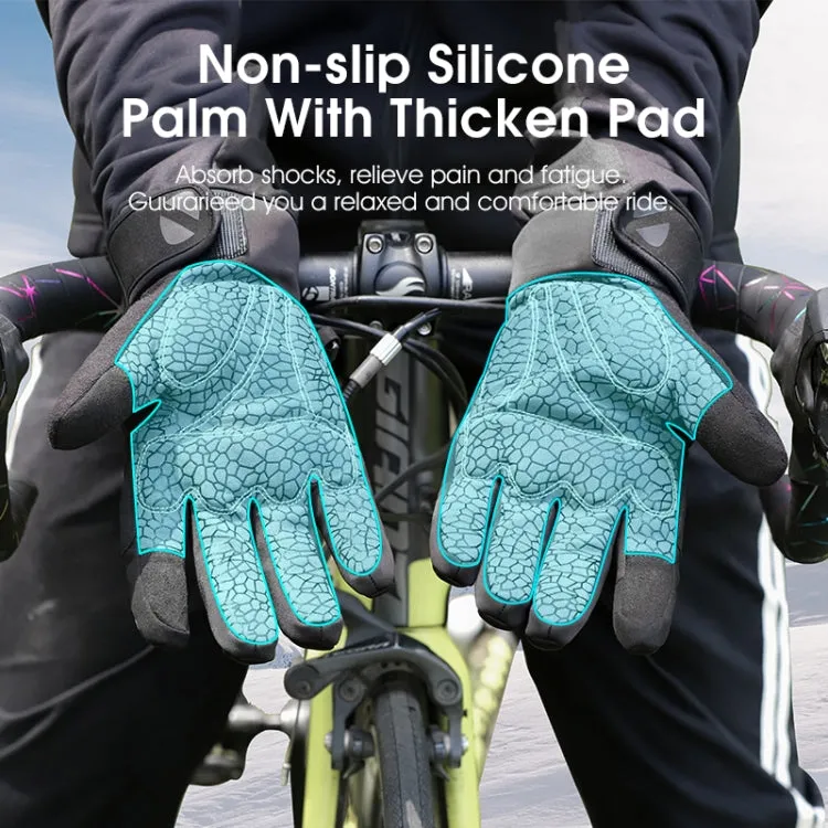 WEST BIKING YP0211220 Winter Warm Fleece Ski Gloves Silicone Non-Slip Riding Gloves, Size: XL(Black)