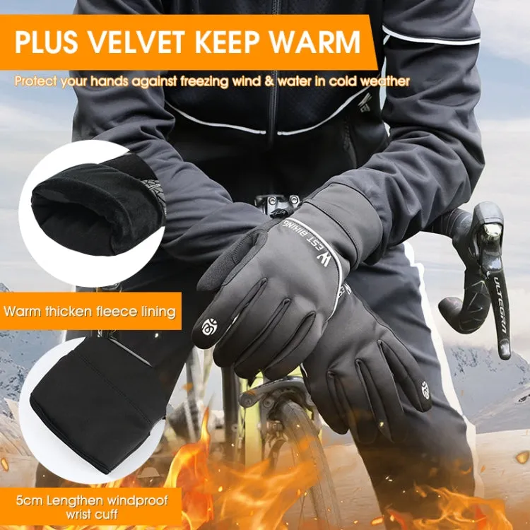 WEST BIKING YP0211220 Winter Warm Fleece Ski Gloves Silicone Non-Slip Riding Gloves, Size: XL(Black)