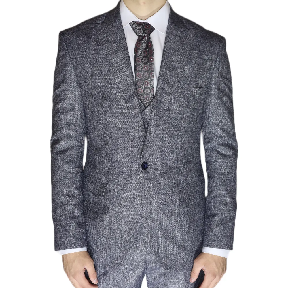 White/Black Avanti Milano Patterned Textured Three Piece Suit