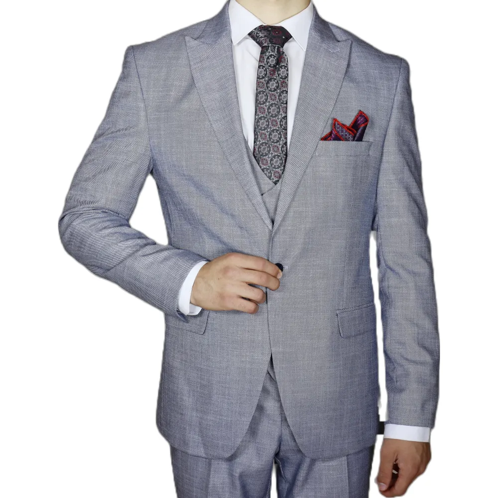 White/Black Avanti Milano Zig-Zag Patterned Three Piece Suit