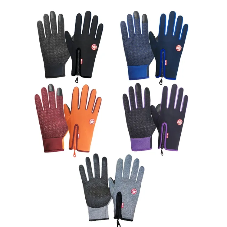 Winter Outdoor Riding Sports Waterproof Touch Screen Glove, Size: L(H043 Hemp Gray)