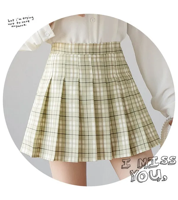 Wjczt High Waist Women&#39;s Skirts Y2k Skirt Summer Sweet Mini Skirt Korean Plaid Skirt Short Pant Pleated Skirt School Dance Skirt