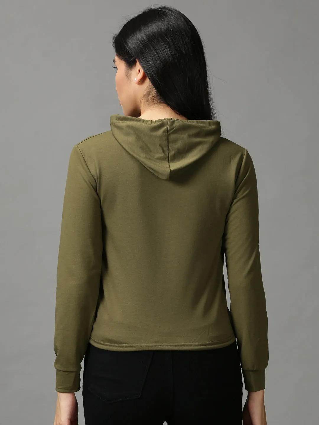 Women's Olive Solid Sweatshirt