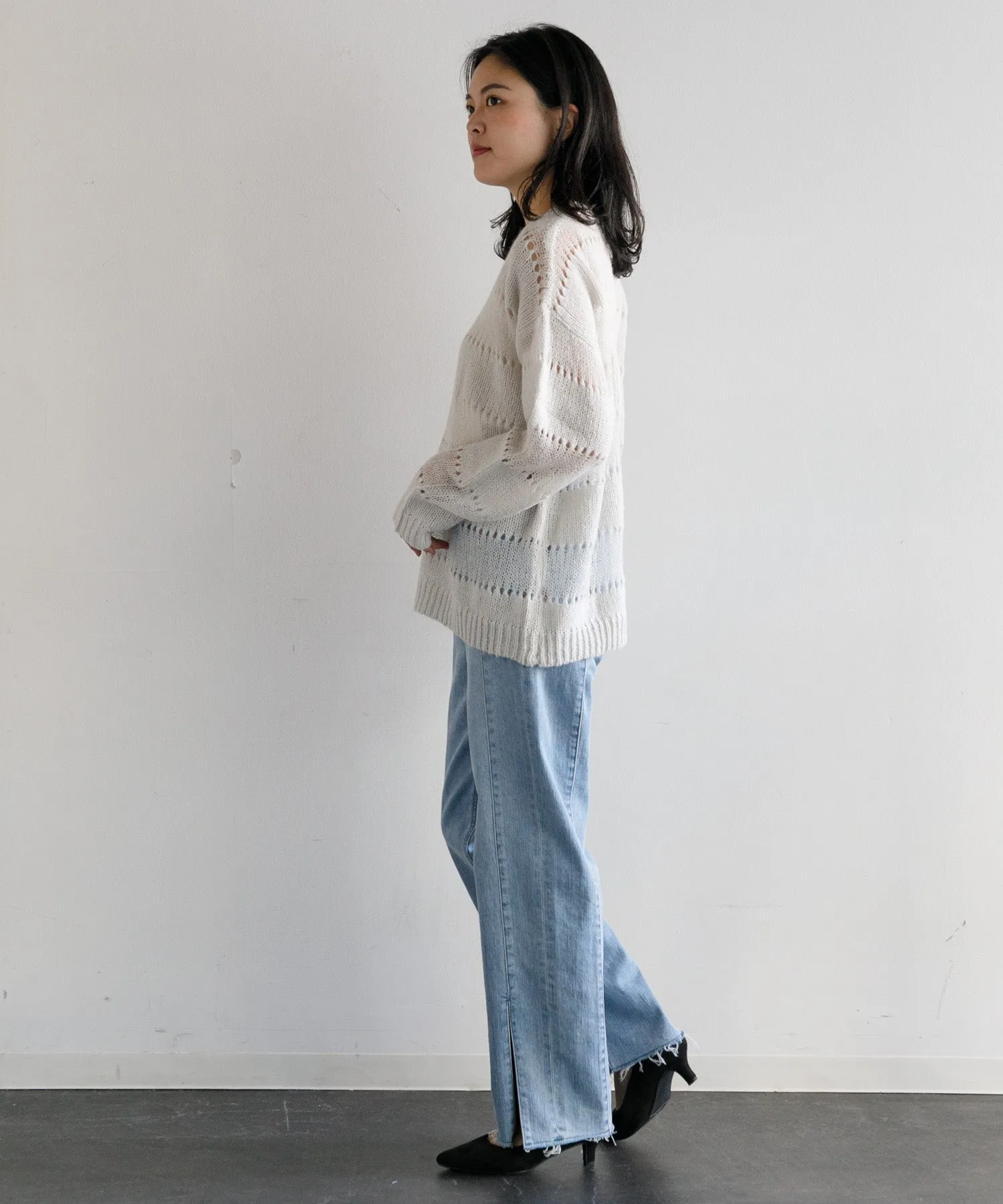 【WOMEN】YANUK ボーイズストレート LEA スイッチングサックス