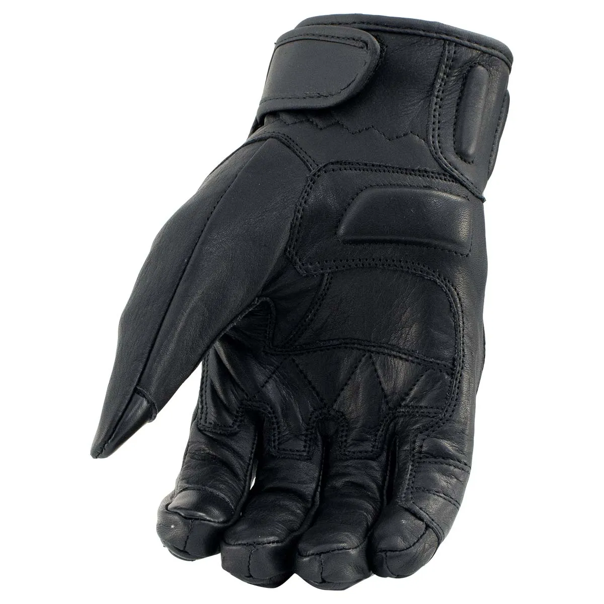 Xelement Men's Black Premium Leather Hard Knuckle Motorcycle Racing