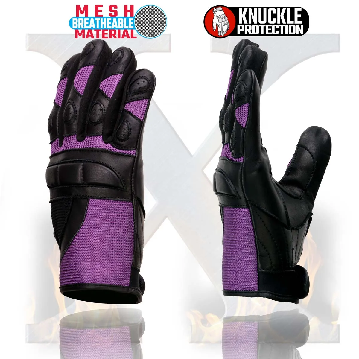 Xelement XG80208 Women's Black and Purple Mesh Cool Rider Motorcycle