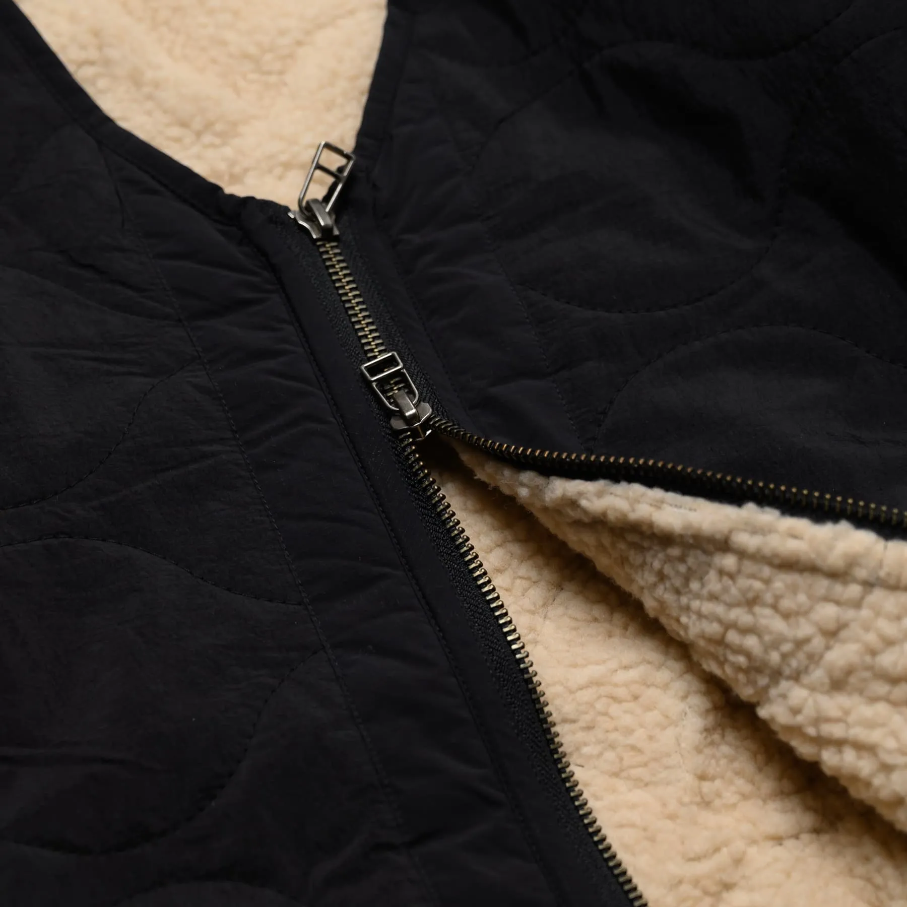 Zip Liner Jacket - Black Nylon Sherpa