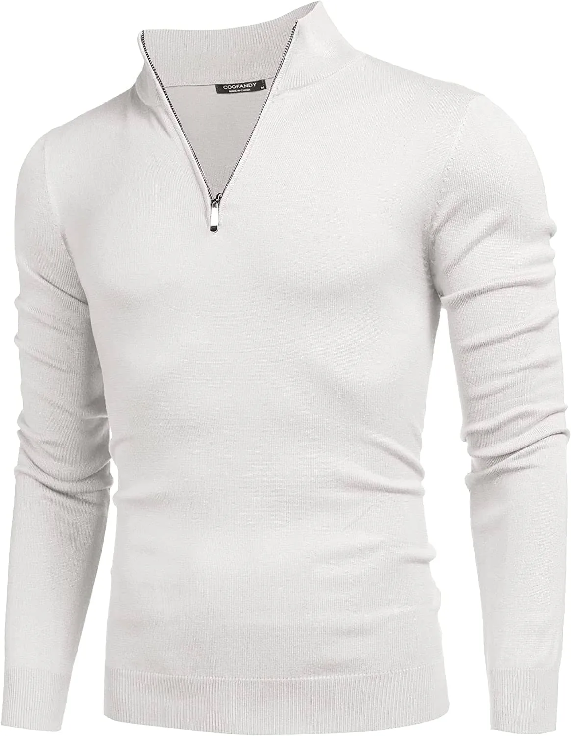 Zip Up Slim Fit Lightweight Pullover Polo Sweater (US Only)