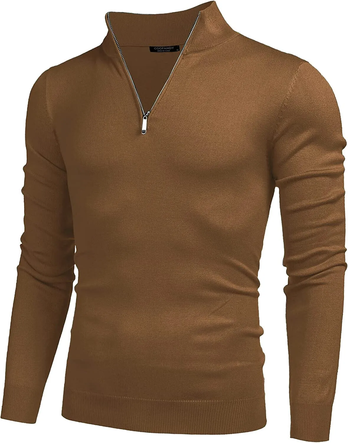 Zip Up Slim Fit Lightweight Pullover Polo Sweater (US Only)