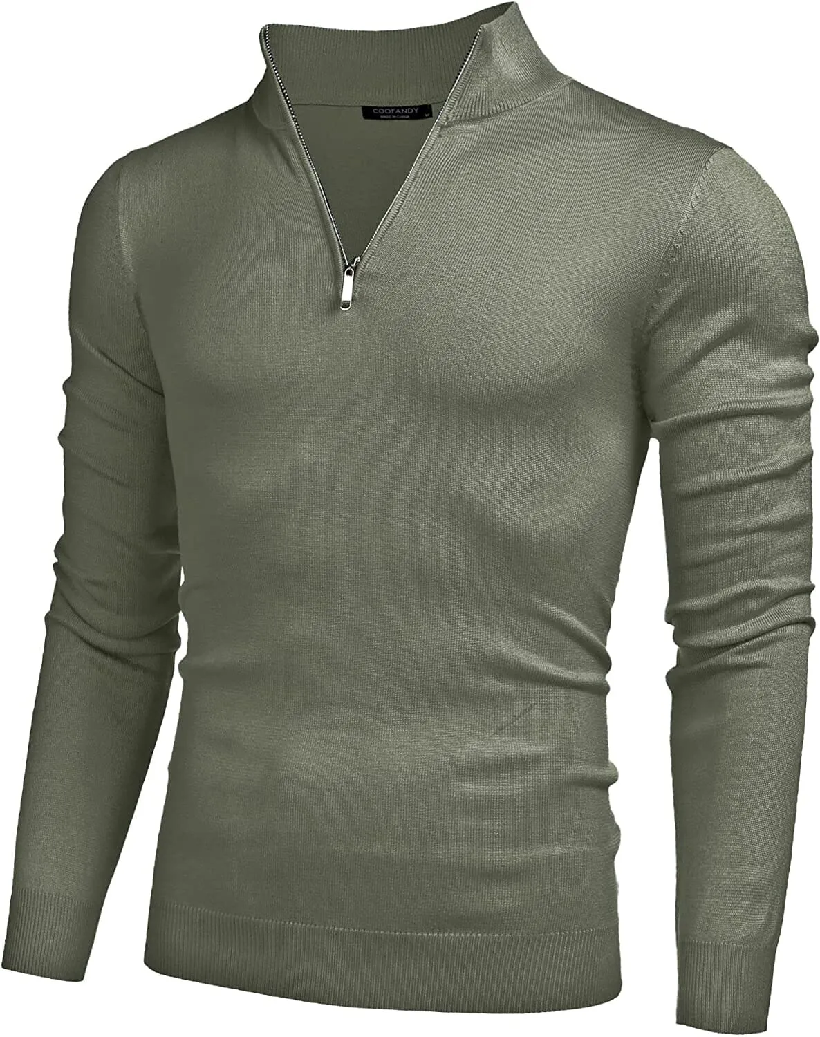 Zip Up Slim Fit Lightweight Pullover Polo Sweater (US Only)