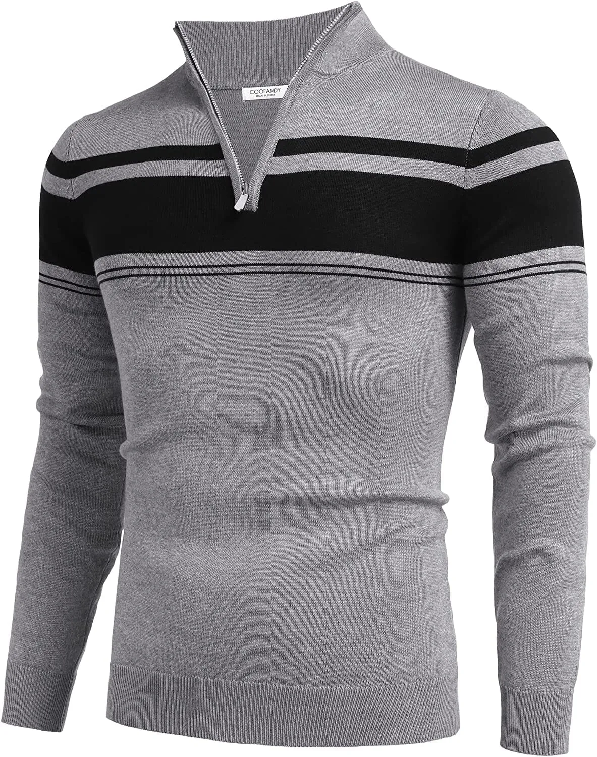 Zip Up Slim Fit Lightweight Pullover Polo Sweater (US Only)